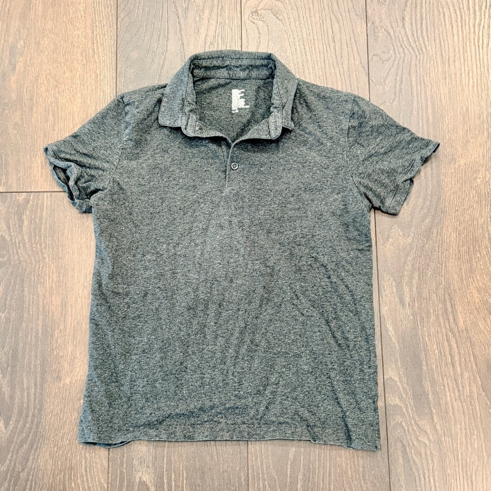 H&M Fine Cotton Stretch Polo Shirt, Dark Gray, Size M